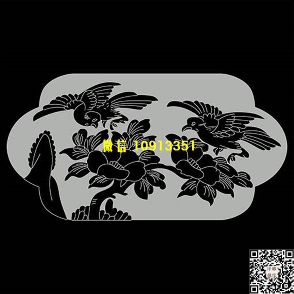 精雕图262花鸟栏板精雕图线雕图线条图单线铣底图_电脑雕刻plt文泰矢量图精雕图浮雕图